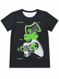 Shop the Black & Green Gaming Controller Graphic T-Shirt featuring a bold gaming design with Intelligence, Speed, Stamina, Endurance, and Agility details for boys.