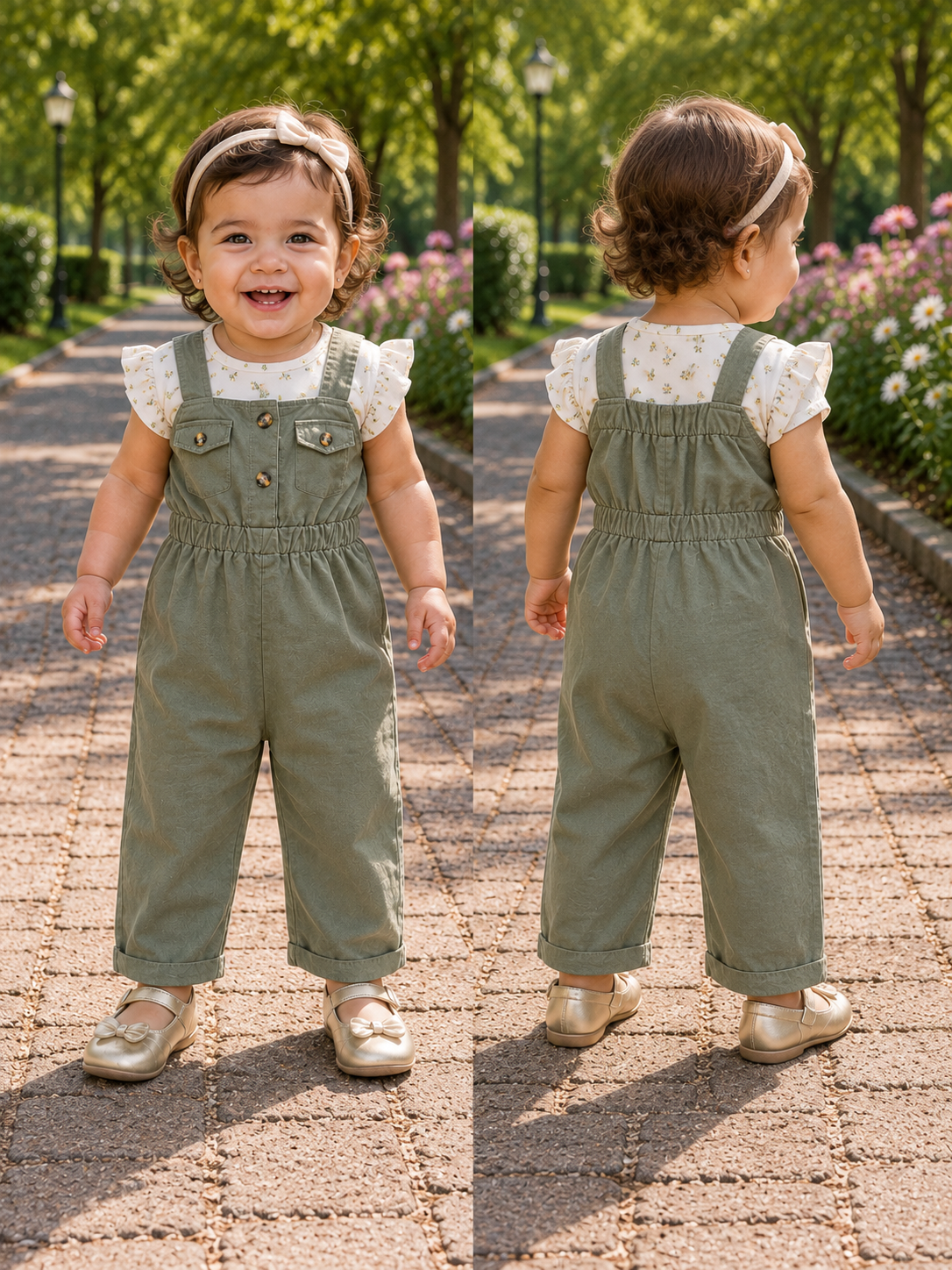 Olive Green Utility Wide-Leg Jumpsuit