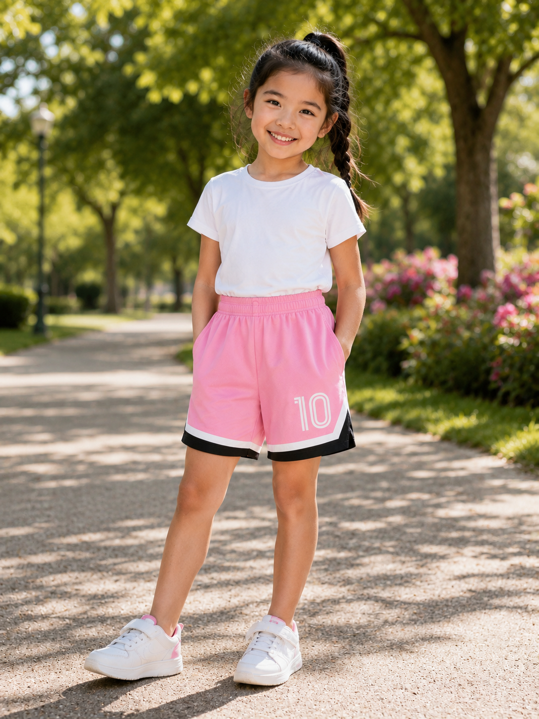 Pink & Black Number 10 Athletic Shorts