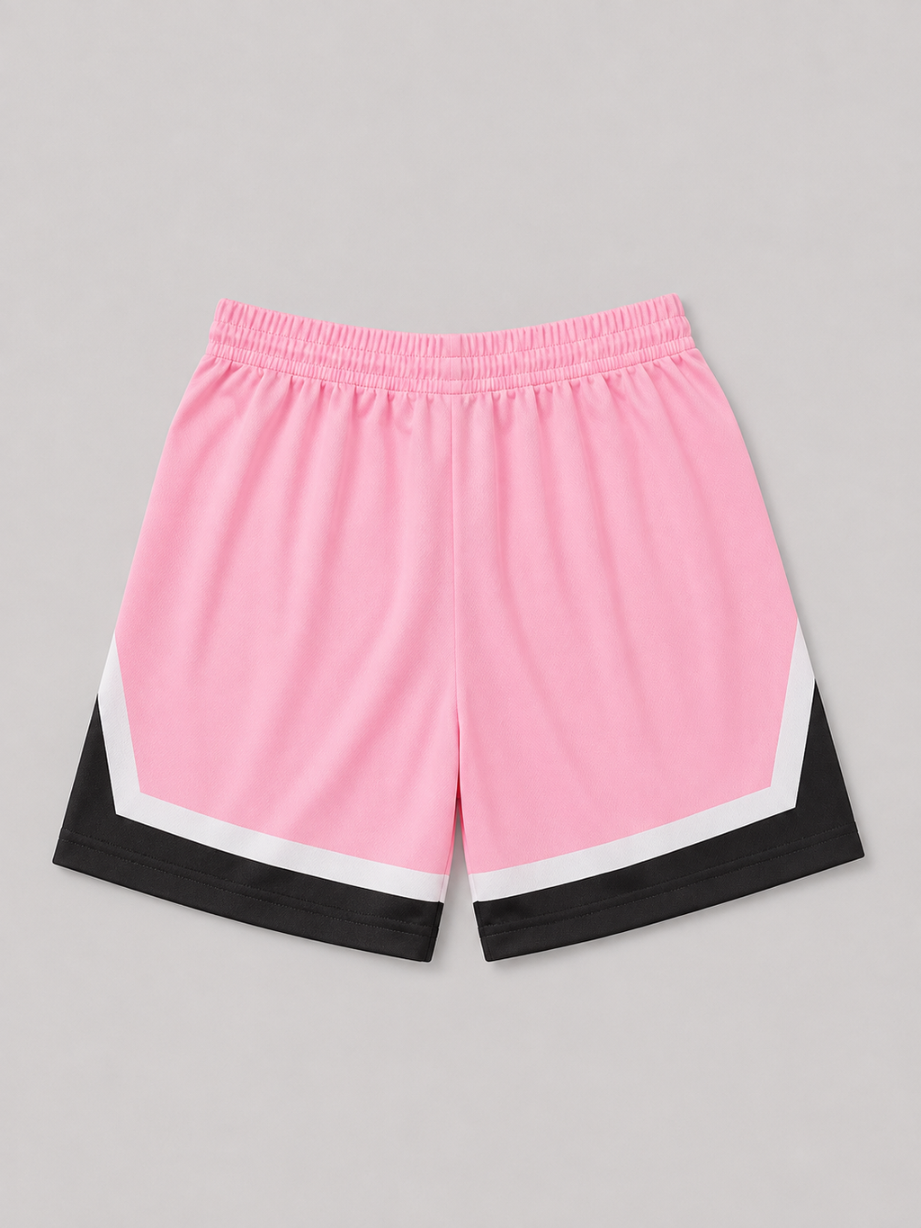 Pink and black girls' athletic shorts featuring a bold number 10 graphic, elasticized waistband, and sporty color-blocked design. Perfect for active play, casual wear, and summer outfits.