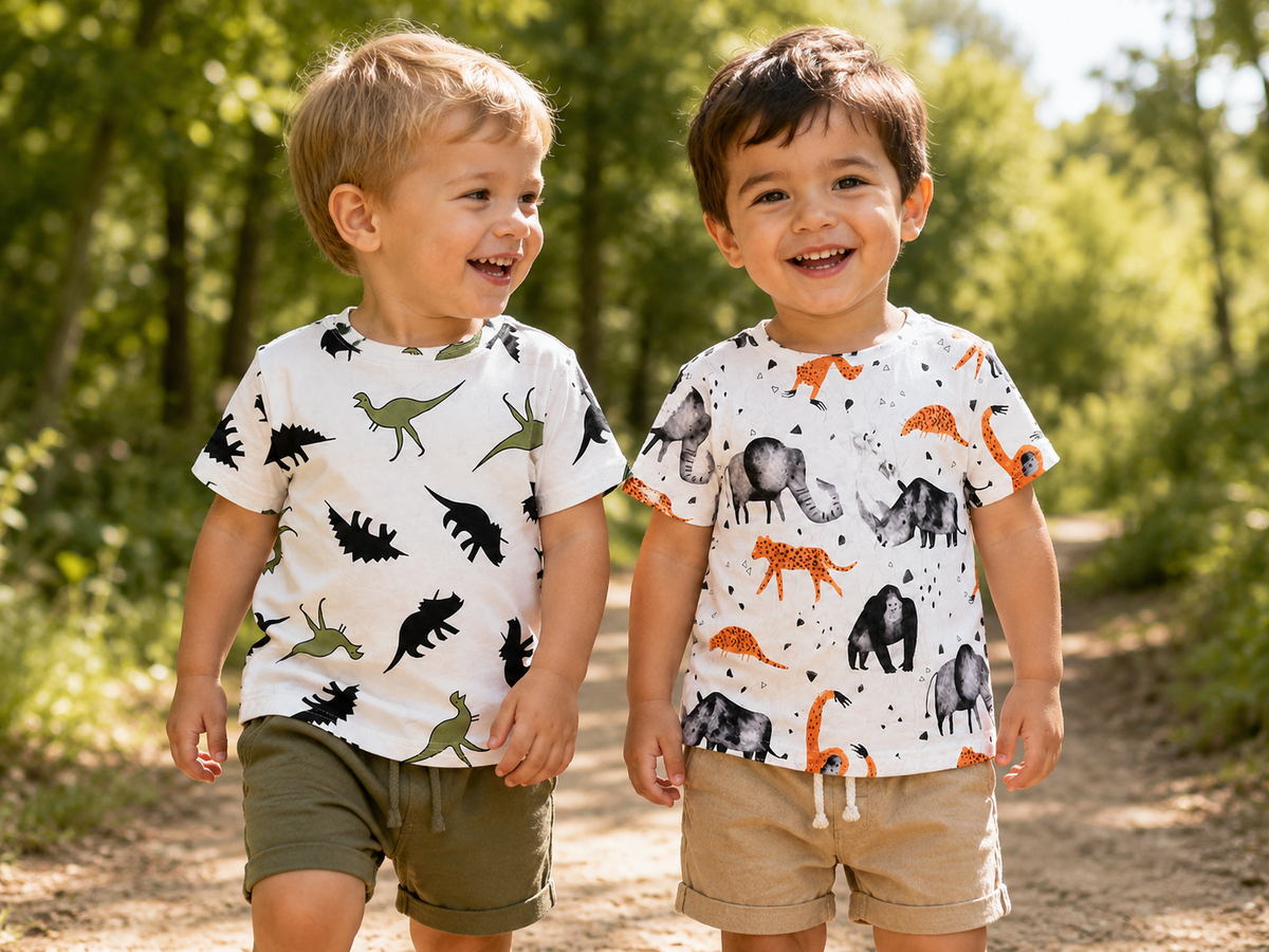 Dinosaur & Wild Animal 2-Piece Boys T-Shirt Set