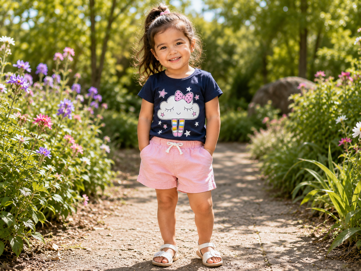Navy & Lavender “Sweet Cloud” Girls T-Shirt