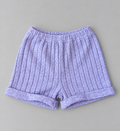 Kids lavender ribbed knit pull-on shorts with elastic waistband and rolled cuffs