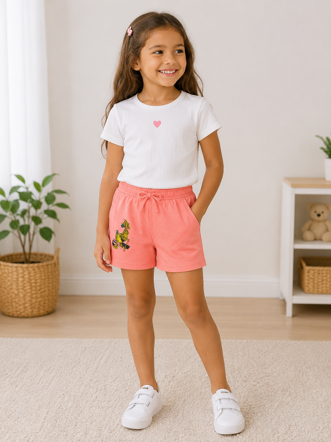 Kids' Coral Dinosaur Graphic Pull-On Shorts