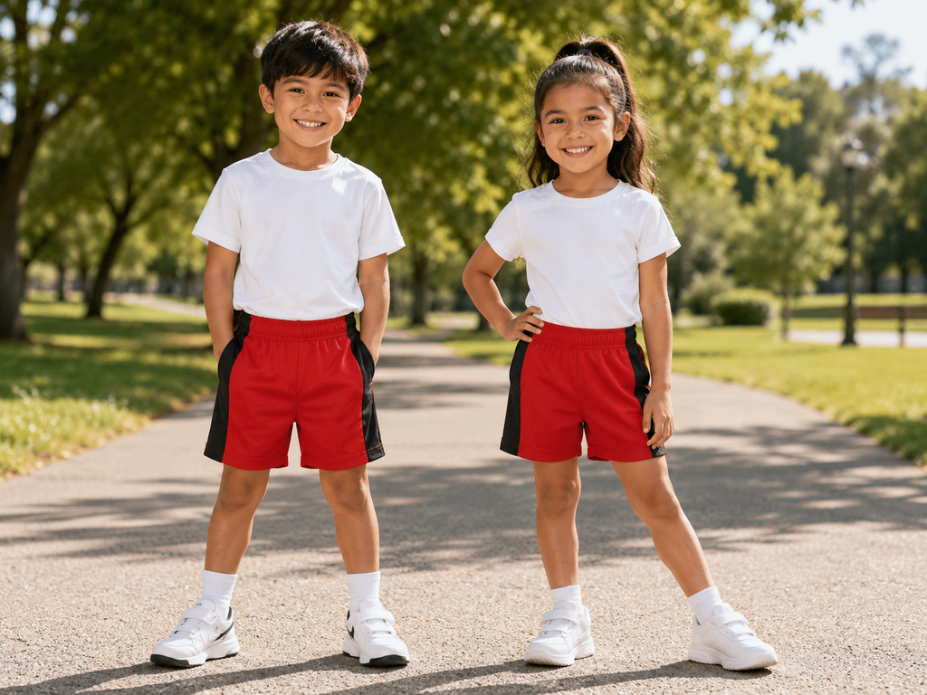 Red & Black Athletic-Style Pull-On Shorts