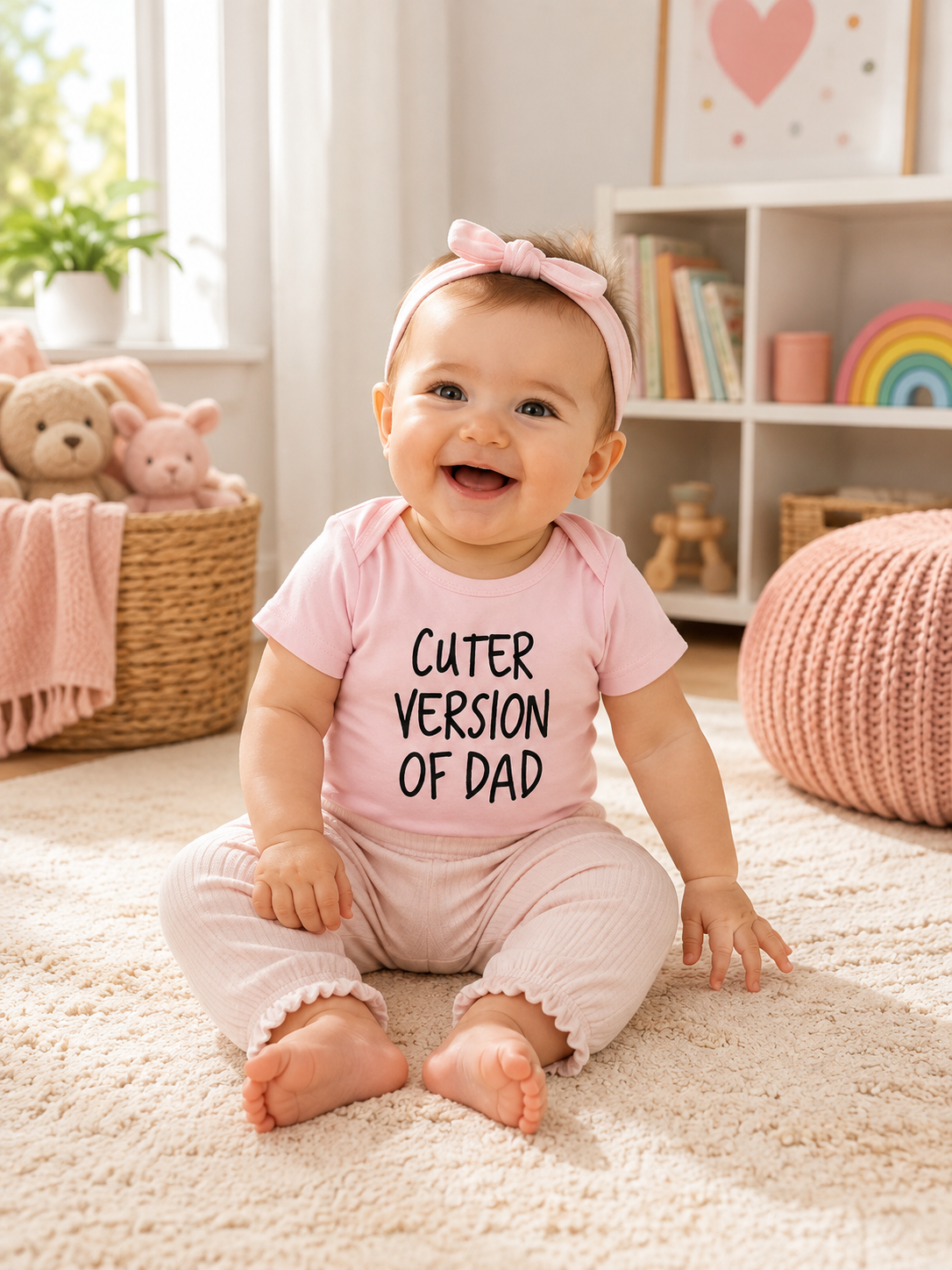 Pink “Cuter Version of Dad” Baby Girl T-Shirt