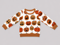 Shop the adorable Pumpkin Patch Kids Ribbed Sweatshirt featuring playful jack-o’-lanterns, cozy long sleeves, and rust-brown ribbed trim. Perfect for fall, Halloween, and pumpkin patch adventures.