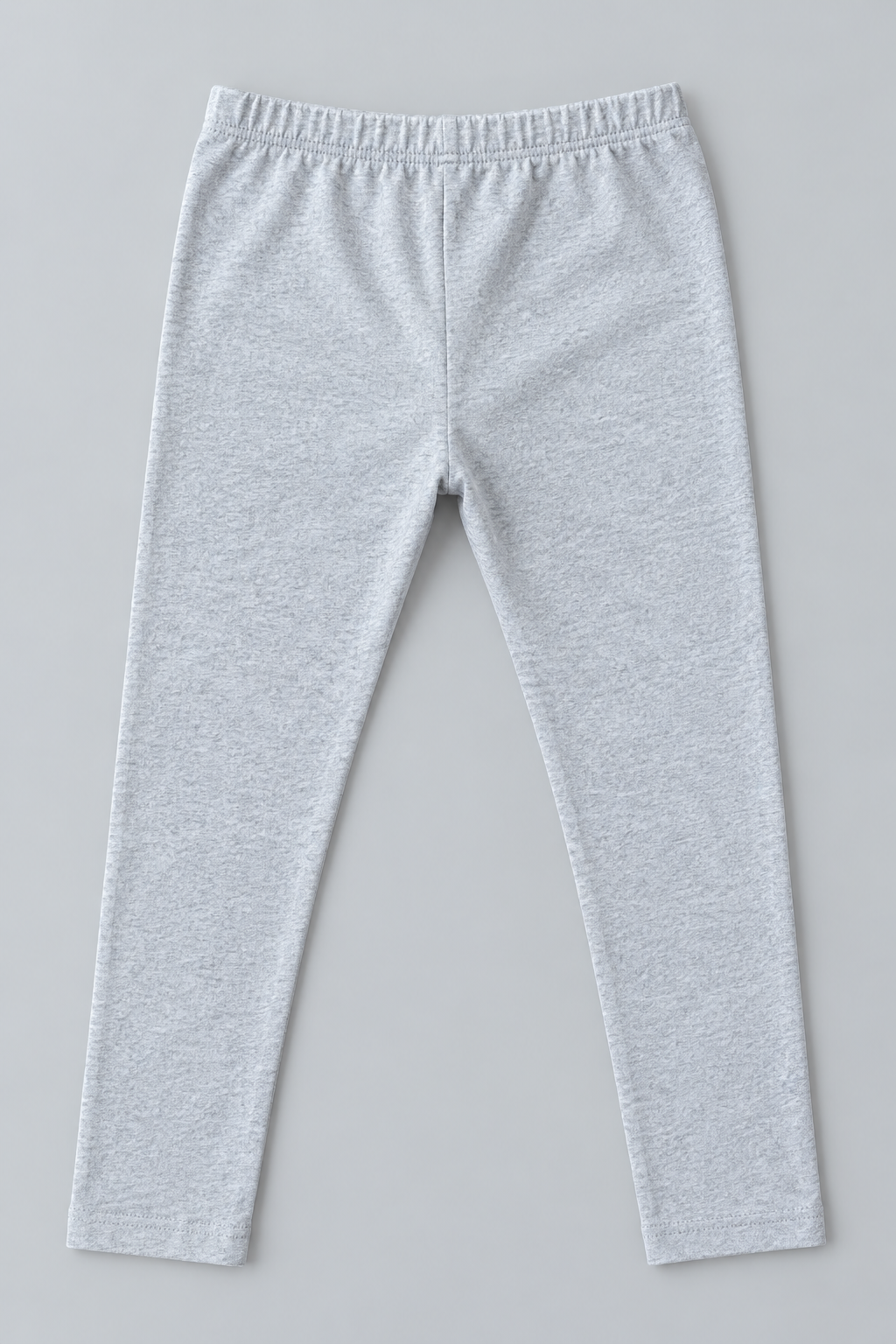 Girls heather gray full-length leggings with elastic waistband