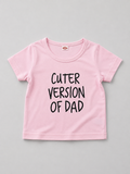 Shop this adorable pink baby girl T-shirt featuring a playful “Cuter Version of Dad” graphic. A fun and versatile short-sleeve top perfect for everyday wear, outings, and family photos.