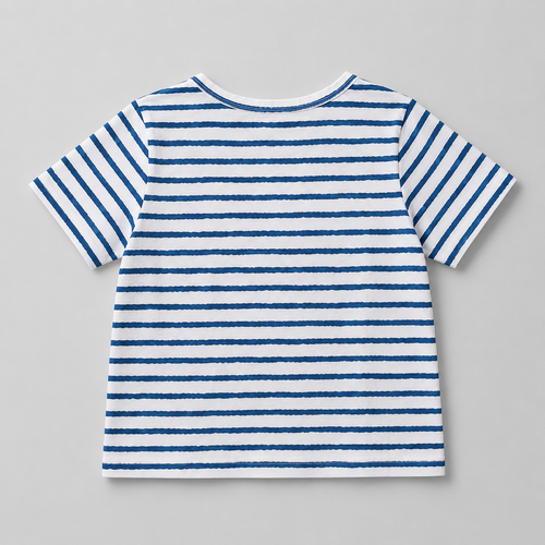 Shop this classic blue and white striped girls T-shirt in size 1-2 Years.  A versatile short-sleeve top that's perfect for everyday wear, playtime, outings, and easy casual outfits.
