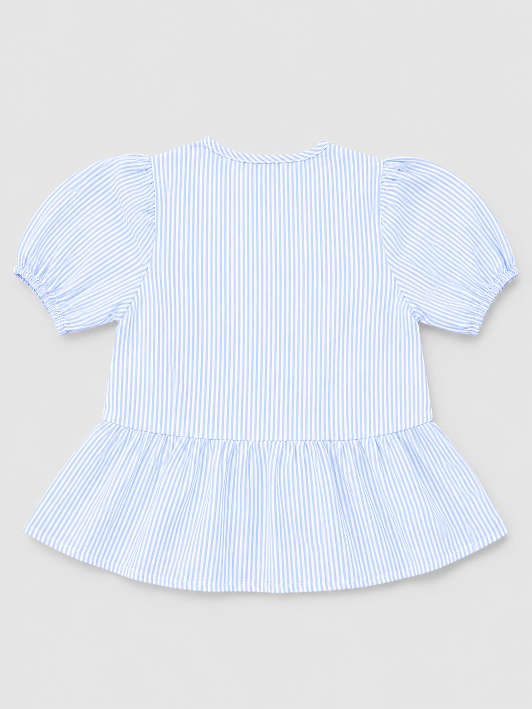 Shop this adorable girls’ blue and white striped dress featuring puff sleeves, three front bows, and a sweet gathered skirt. Perfect for everyday wear, special occasions, photos, and warm-weather outings.

