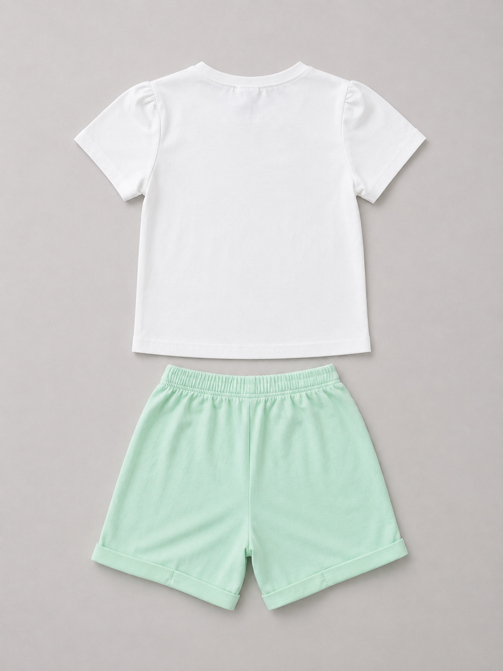 Shop this colorful girls butterfly outfit featuring a white butterfly graphic T-shirt and mint green drawstring shorts. A cute and comfortable two-piece set for warm-weather outings and everyday wear.

