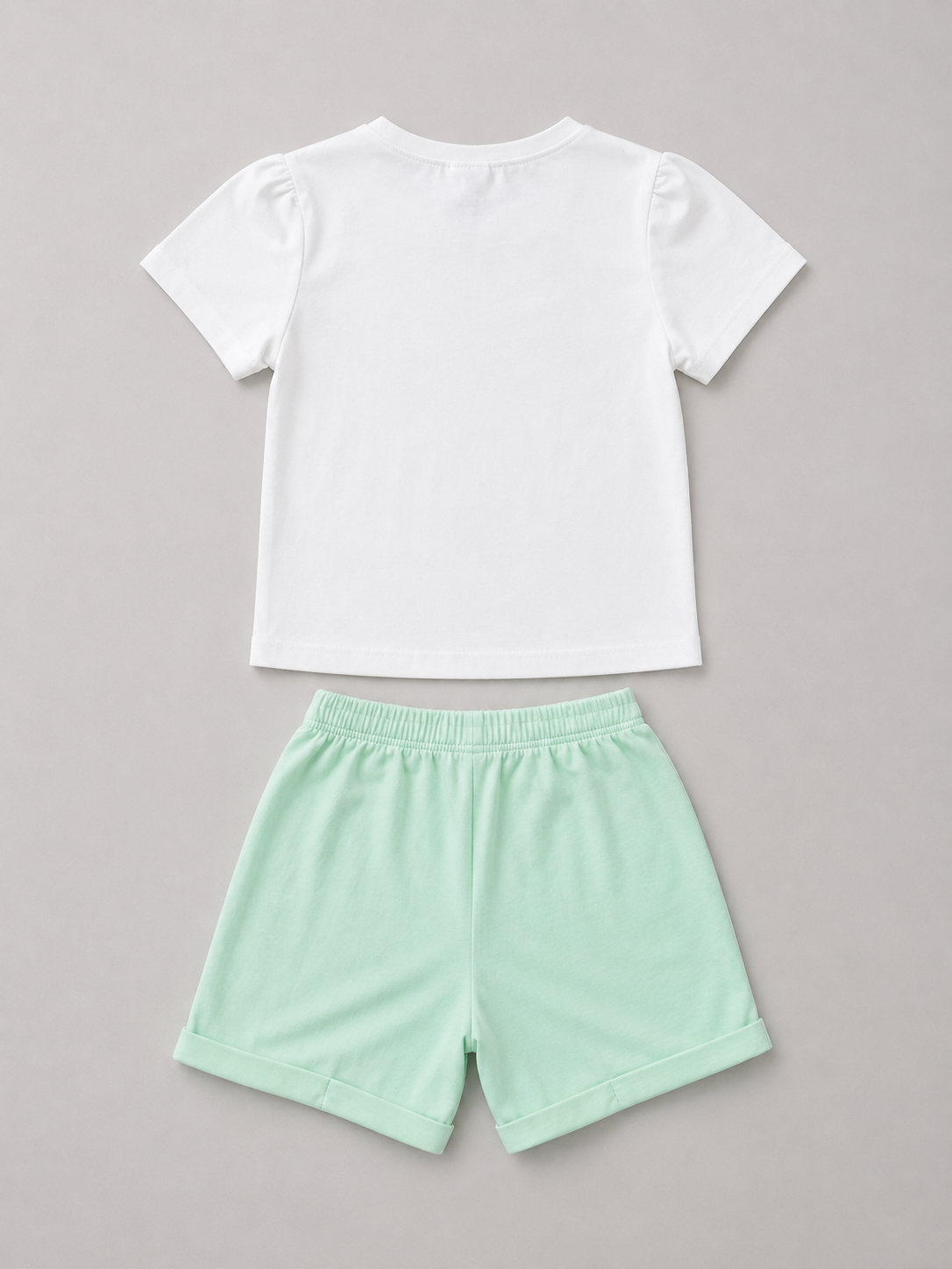 Shop this colorful girls butterfly outfit featuring a white butterfly graphic T-shirt and mint green drawstring shorts. A cute and comfortable two-piece set for warm-weather outings and everyday wear.

