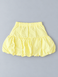 Girls pale yellow bubble-hem skirt with elasticized waistband and gathered voluminous hem