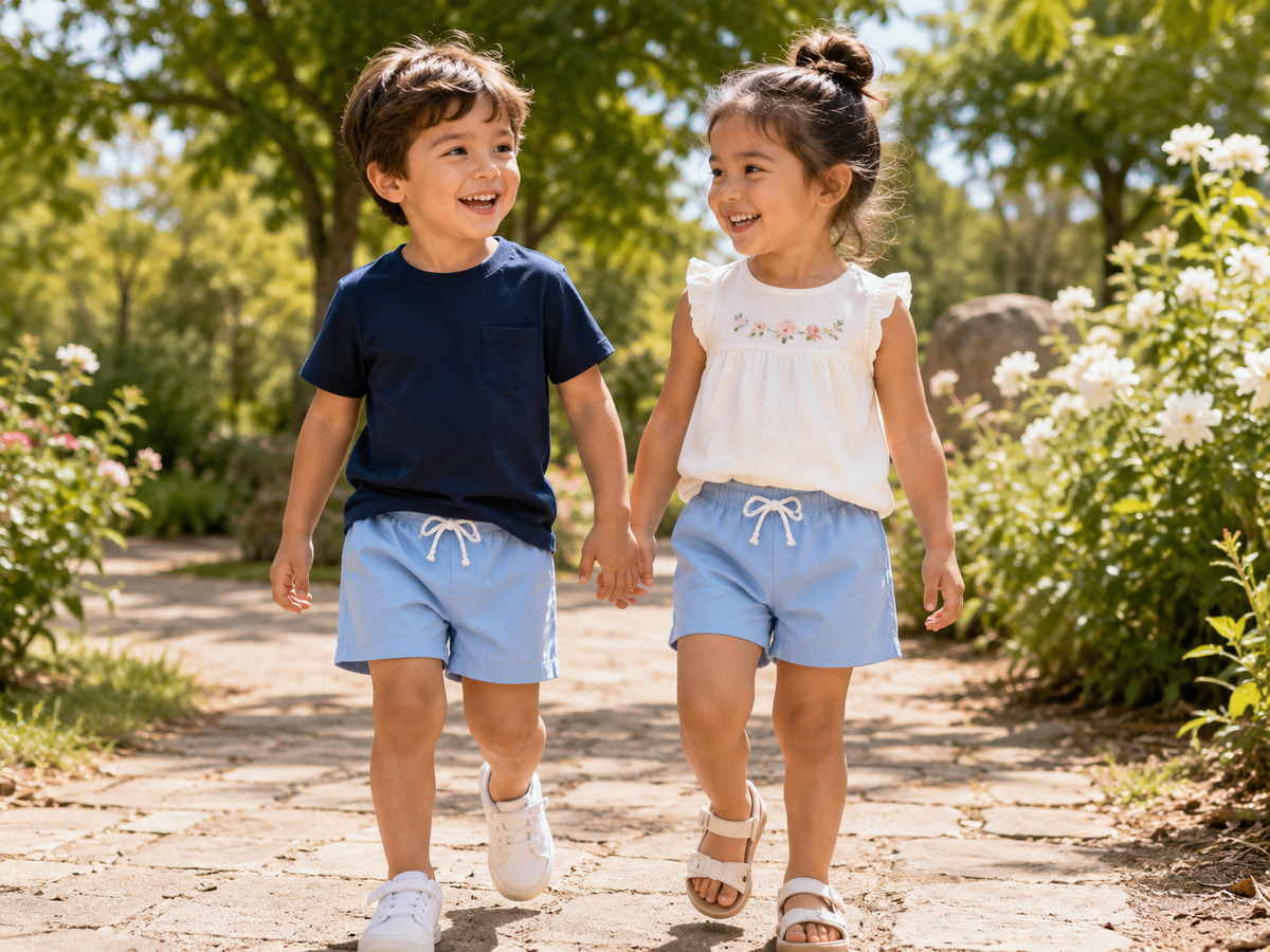 Light Blue Classic Pull-On Shorts for Boys & Girls