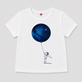 Shop the adorable White Starry Night Balloon Short Sleeve Top featuring a whimsical moon-and-stars graphic, short sleeves, and a comfortable everyday design for girls and boys.