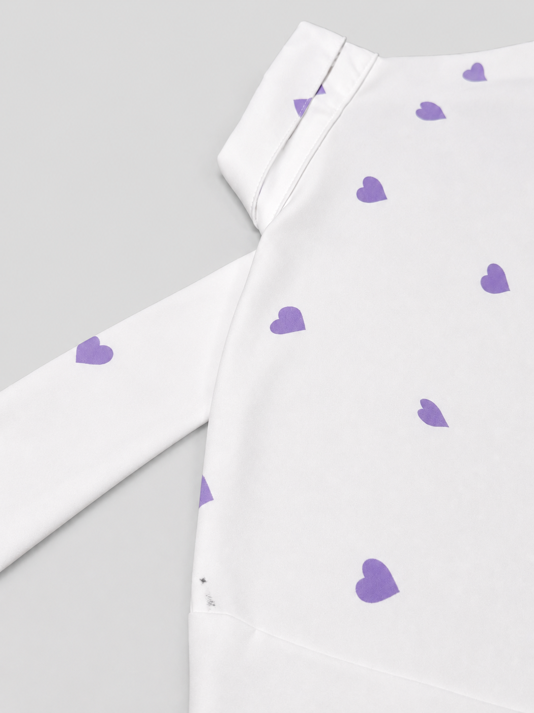 Lavender Heart Print Button-Up Blouse