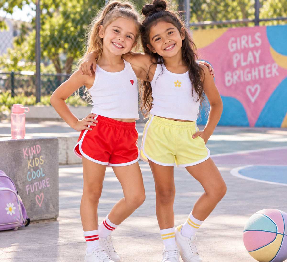 Girls Retro Athletic Dolphin Shorts
