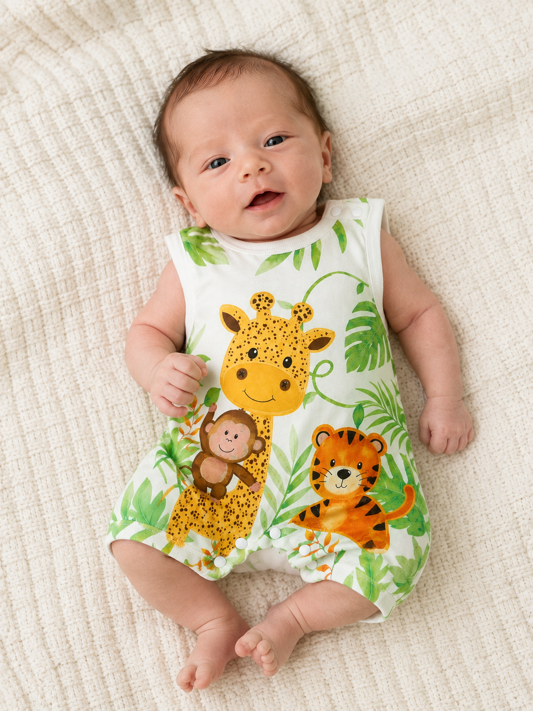 Jungle Friends Giraffe, Monkey & Tiger Baby Romper