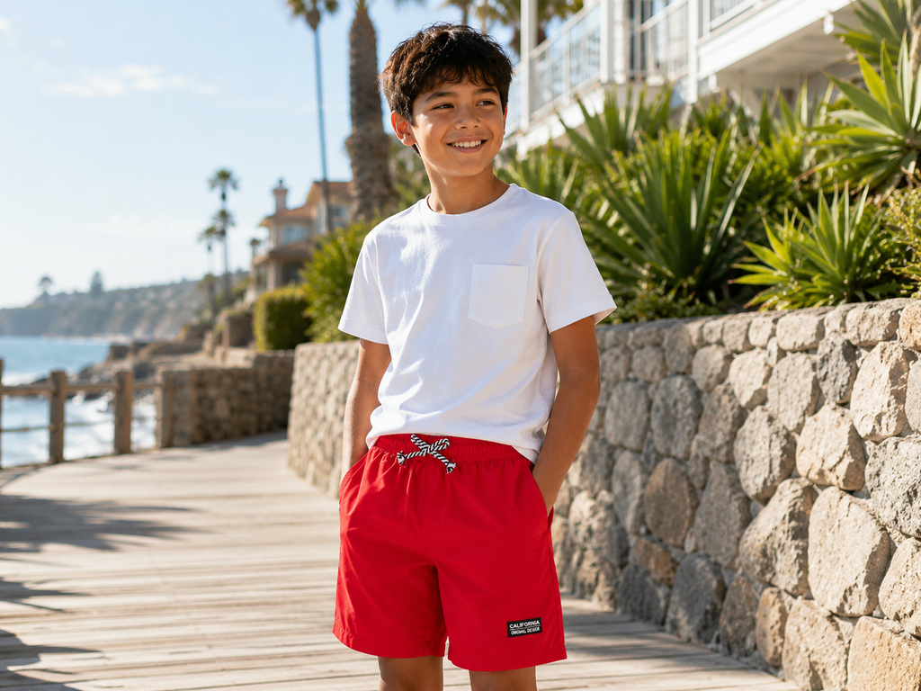 Red Pull-On Shorts with Drawstring
