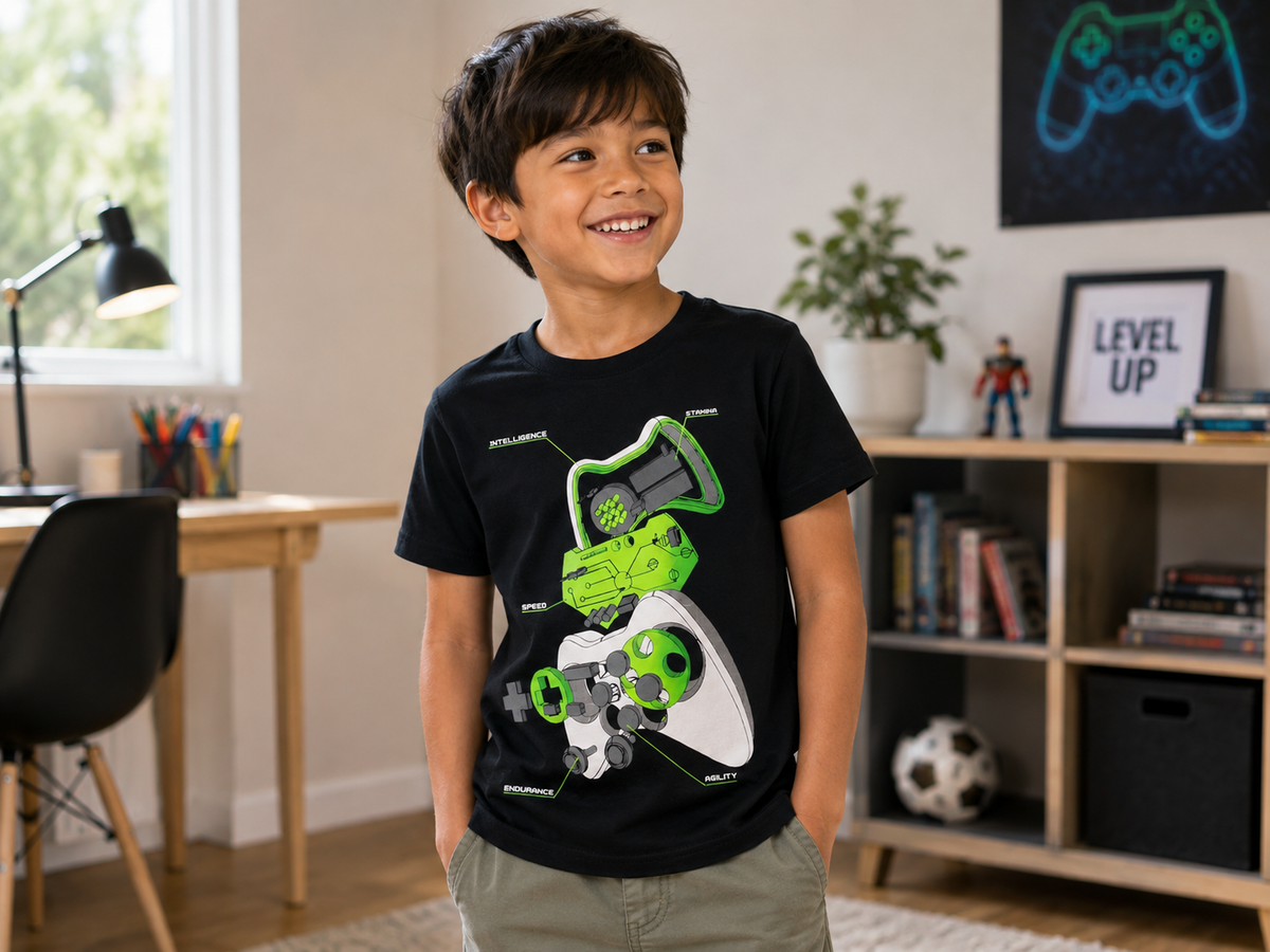 Black & Green Gaming Controller Graphic T-Shirt