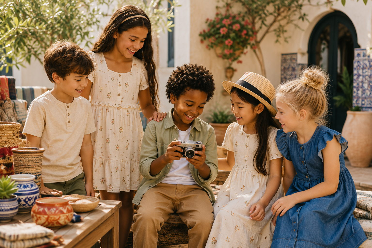 Children discovering global style and culture together
